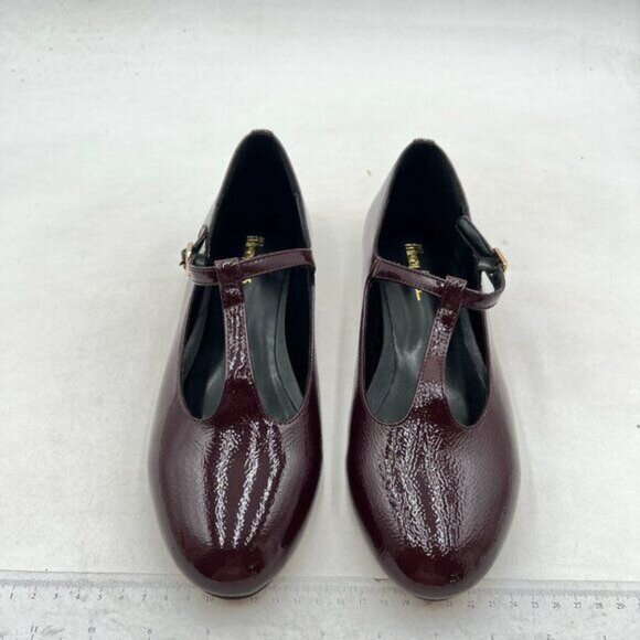 Milooey shoes Round Toe Flat Mary Janes , Chunky Low Heels T-Strap Buckled Brown - Picture 3 of 8